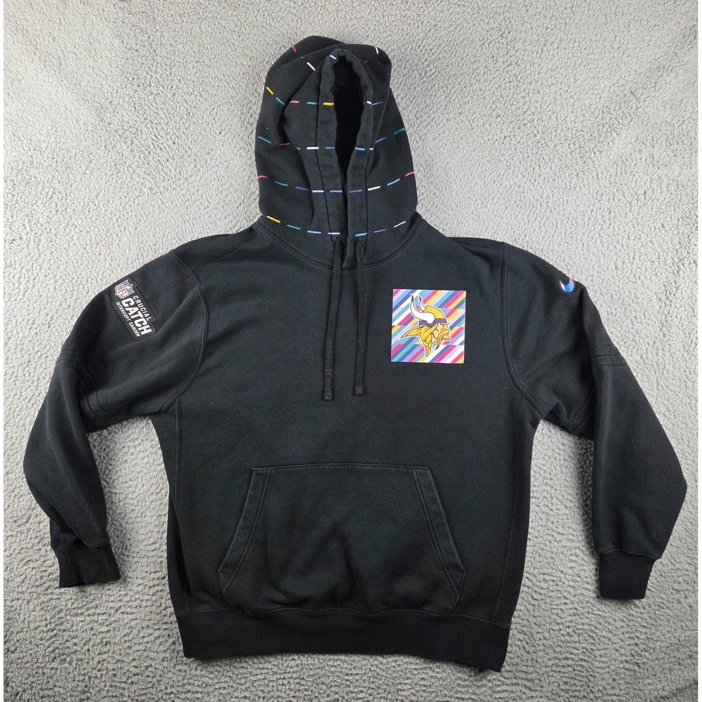 Minnesota Vikings Hoodie Mens Large Black Sweatshirt Nike Crucial Catch NFL